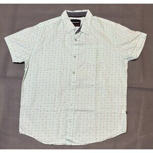 Aeropostale Men Sea Foam Green Short Sleeve Button Down Print Shirt Large